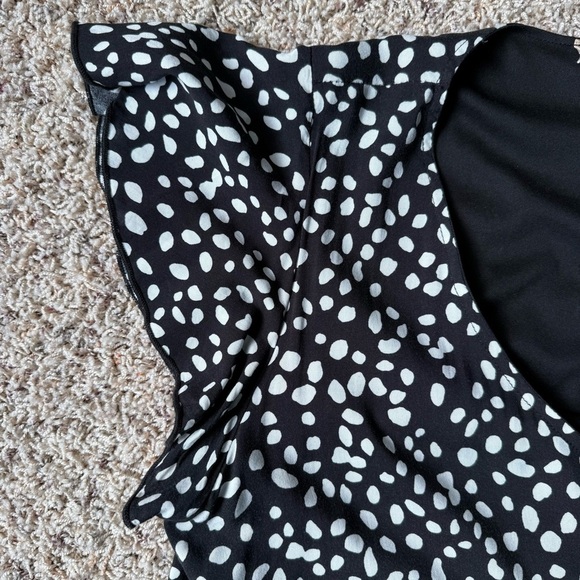 Altar'd State Black & White Rayon Spotted Tier Babydoll Mini Dress Women's Large - Picture 6 of 10